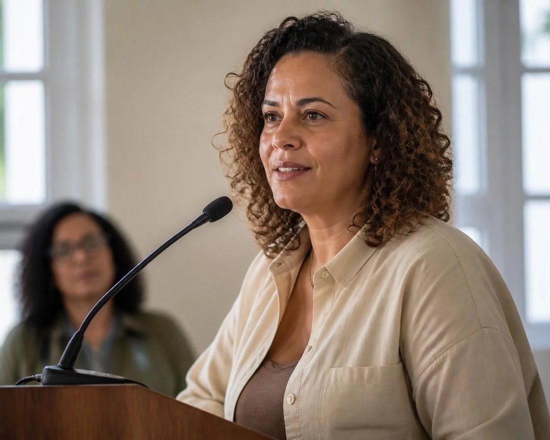 Participante ergue a mão para pedir a palavra numa mesa coberta de folhas anotadas